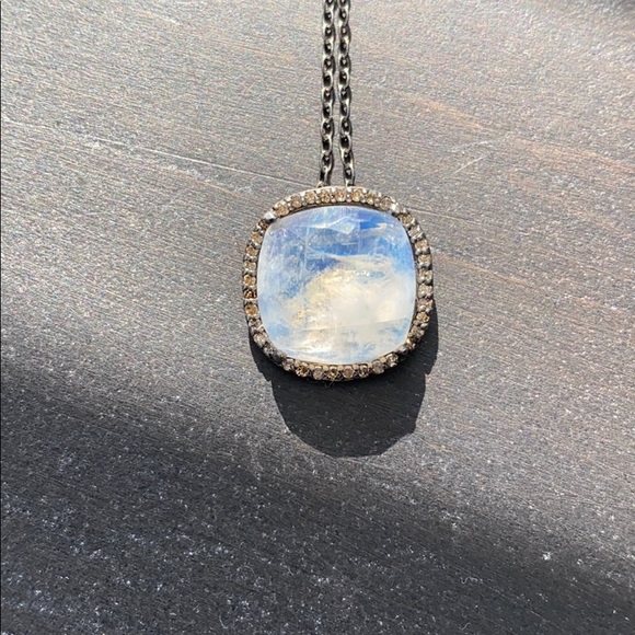 ADORNIA (A) Moonstone Diamond Halo Lara Necklace - Picture 4 of 8